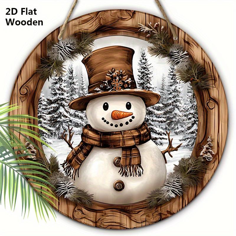 

Деревянная табличка в деревенском стиле на Рождество с рисунком снеговика - Круглая табличка Navidad для входной двери, настенный декор - Идеальное рождественское украшение 20cm/7.87in светло-коричневого