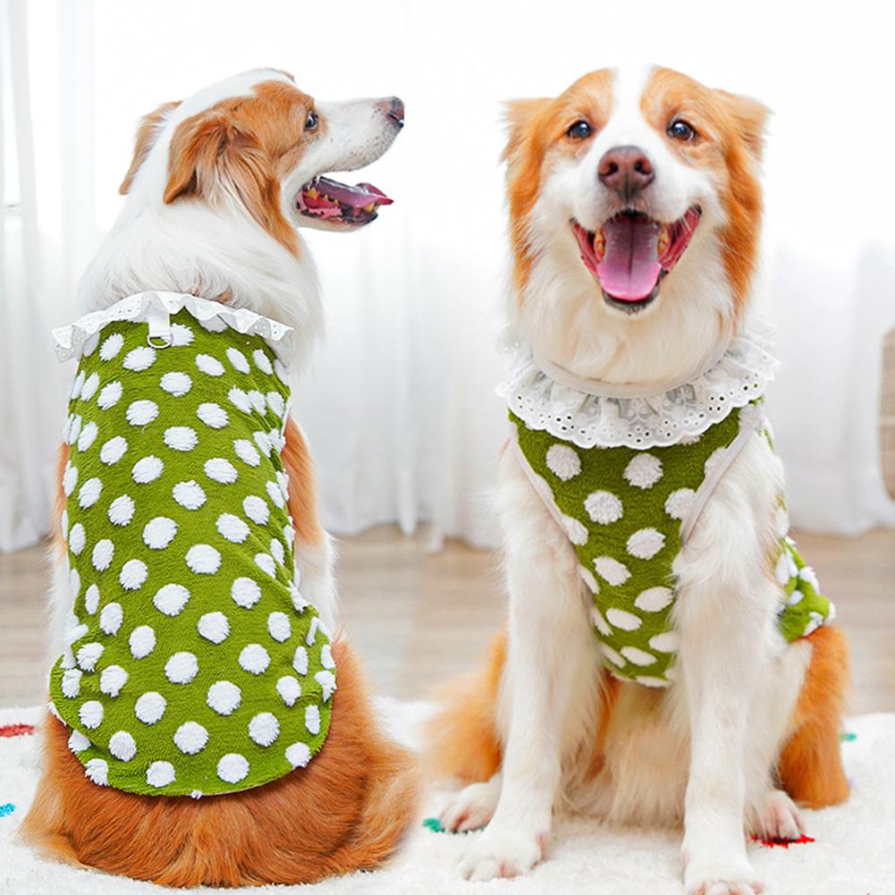 

XL-8XL Autumn Winter Pet Dog Vests Warm Dot Lace Dog Cotton Clothing Winter Pet Supplies for 4-42.5kg Small Medium Big Dogs L(4-6kg) зелений