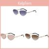 Pearl Metal Frameless Cat Eye Sunglasses With Uv400 Protection For Fashion Outdoor Travel