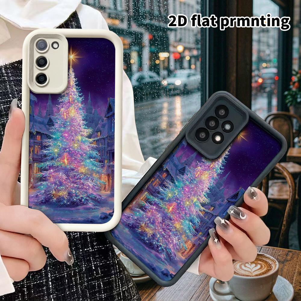 Phone Case: 2D Flat Samsung Galaxy A34 A35 M05 M06 S20 S22 S21 FE Plus 5G Tiered Protective Case, Snowy Small Town, Christmas and Halloween Gifts