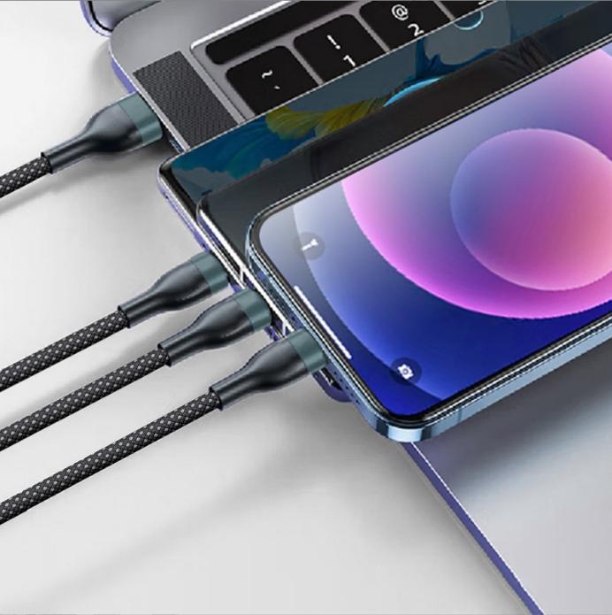 PD 100W 5-in-1 Fast Charging USB Type-C Cable with Pure Copper Conductor Braided Design for iPhone for Samsung Supports Printer