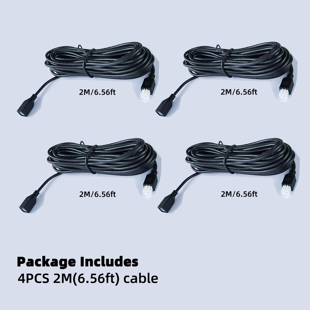 4 PCS 2 Pin Parktronic Parking Sensors Extension Cable Cord for Car Reversing Parking Sensor Backup Radar Waterproof Extension