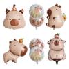 Set Of 5 Capybara Shape Foil Balloons Ideal For Party Decorations With Long Time Use and Vibranted Color