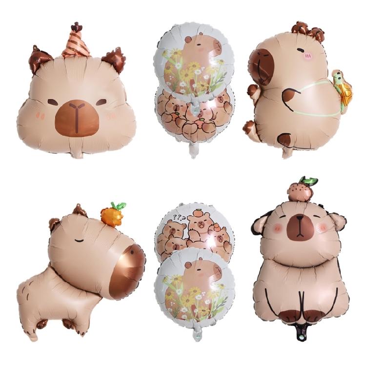Set Of 5 Capybara Shape Foil Balloons Ideal For Party Decorations With Long Time Use and Vibranted Color