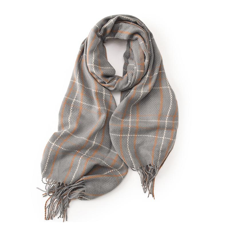 

20252025 new scarf winter popular versatile scarf medium length thickened warm double-sided neck protection shawl women серый