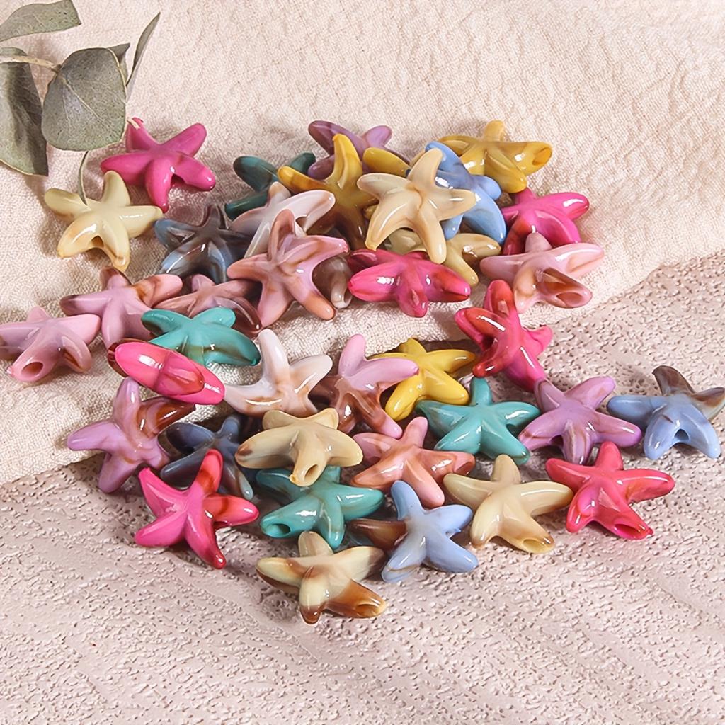 50Pcs Colorful Acrylic Starfish Beads - Vibrant Marine-Themed Diy Jewelry Making Supplies For Necklace Bracelet Keychain