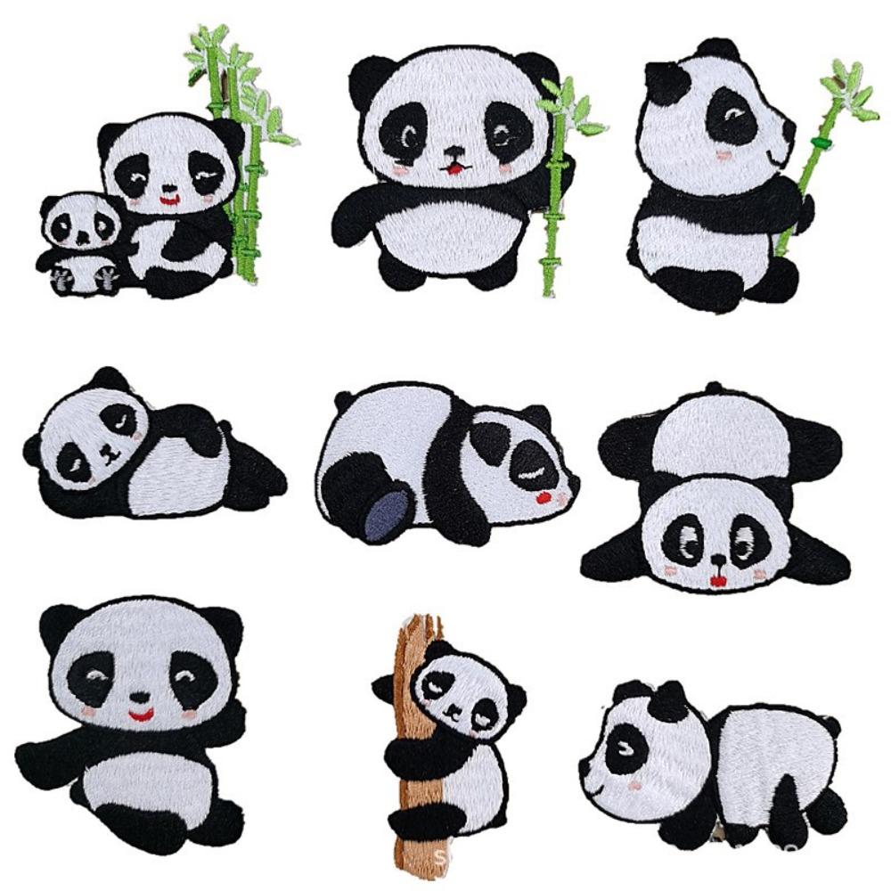 

9 Pcs Cute Panda Embroidered Patches Panda Iron On Patches Clothes Delicate Women