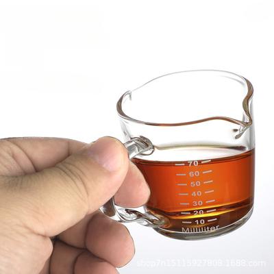 Filiżanka do ekstraktu espresso, odporna na ciepło, szklana, pogrubiona, miarka, domowa, kuchenna, do kawy espresso, filiżanka o pojemności dwóch uncji