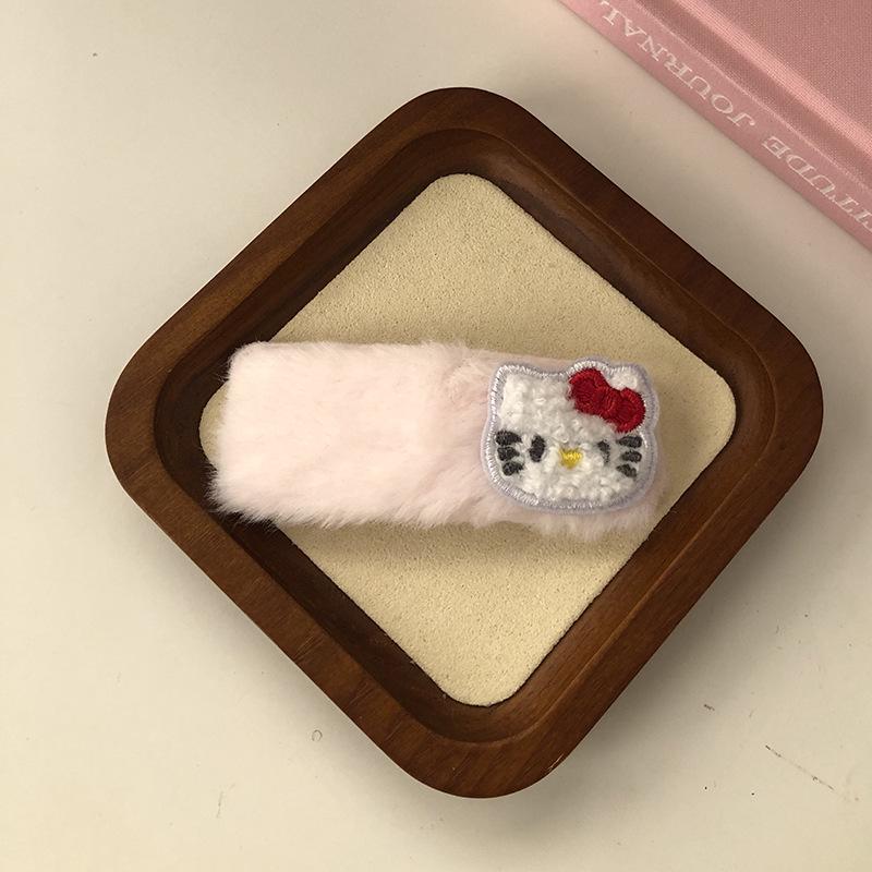 

Розовая мультяшная заколка для волос в виде кошки для девочек - Милая плюшевая заколка для боковых прядей BB Clip