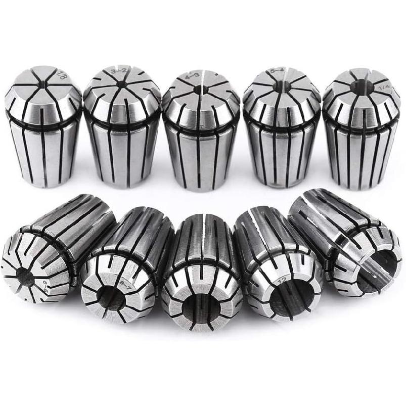 10pcs ER20 Spring Steel Collet Set Spring Collet Chuck for CNC Workholding Engraving Milling Lathe Tool 3mm, 1/8"/4mm/5mm/6mm, 1/4", 8mm, 10mm, 12mm,