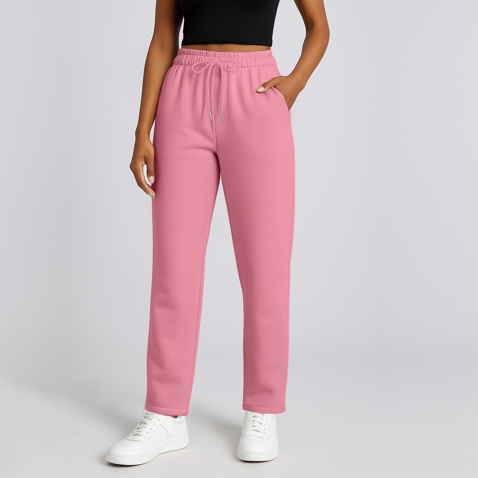 

Женские однотонные повседневные спортивные брюки с высокой посадкой, свободные и модные брюки для джоггинга, брюки с широкими штанинами XL арбуз красный