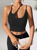 Casual Tank Top Irregular Collar Crop Tops Women Summer Camis Solid Color Camisole Fashion Tube Female Sleeveless Cropped Vest Y2K Clothes