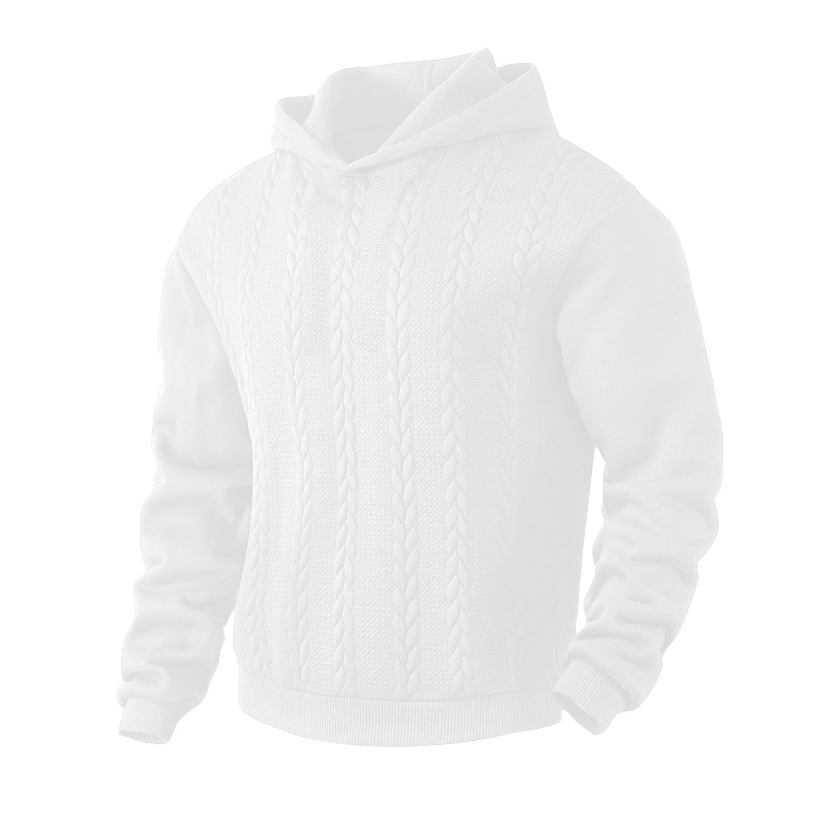 

Men s Solid-color Loose Sweater Knitted Hoodie, Men s And Women s Stand-up Collar Thickened Hoodie XXXL белый