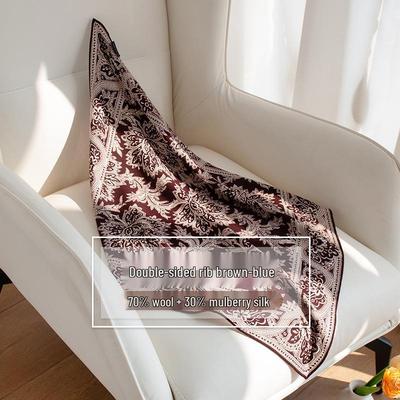Châle Polyvalent Haut de Gamme en Soie et Laine pour Femme, Léger et Luxueux, Protection Solaire - Foulard Chaud Double Face Automne/Hiver