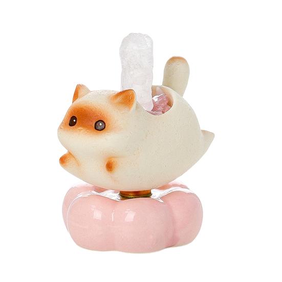 Rotating Cat Figurine Bring Good Luck Healing Stone Holder Stress Relief Desk Toy Home Office Desktop Kitten Decoration