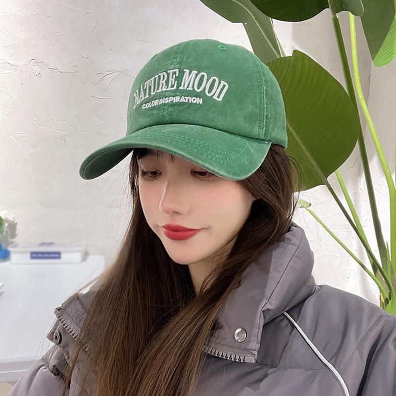 Retro Baseball Cap Female Embroidered Letters Peaked Cap