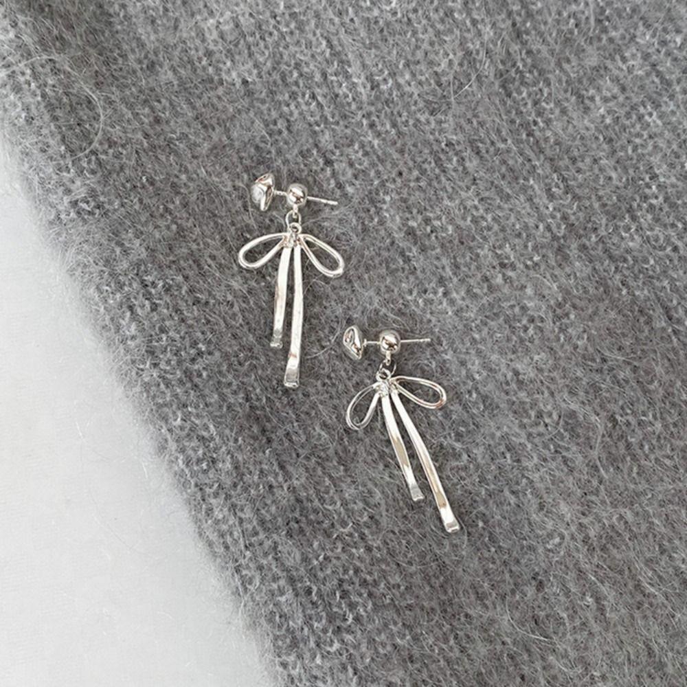 Pendientes Ribbon Bow Dangle Earrings Balletcore Piercing Ear Stud Simple Earrings Girls Gift