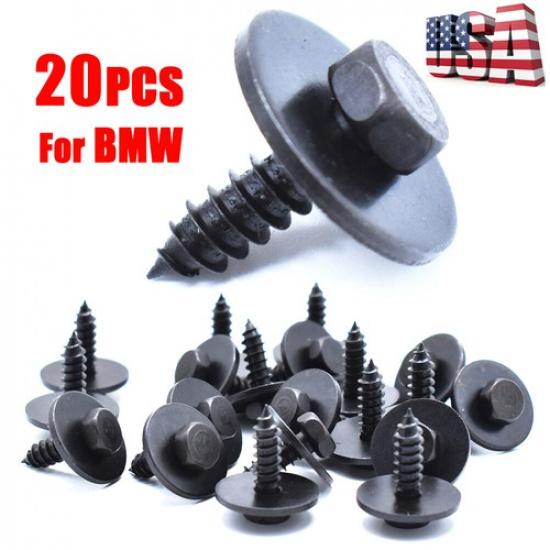 

20pcs Car Body Fender Bumper Retainer Metal Clip Screw Hex Head Washer For BMW