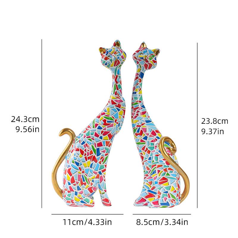 Nordische Kreative Ölgemälde Katze Skulptur Dekorative Ornament Harz Kunst Dekor Zuhause Schlafzimmer Wohnzimmer Dekoration Skulptur