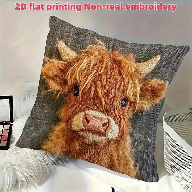 Cute Cartoon Kiss Donkey Zipper Pillow Case Soft Beige 45*45cm