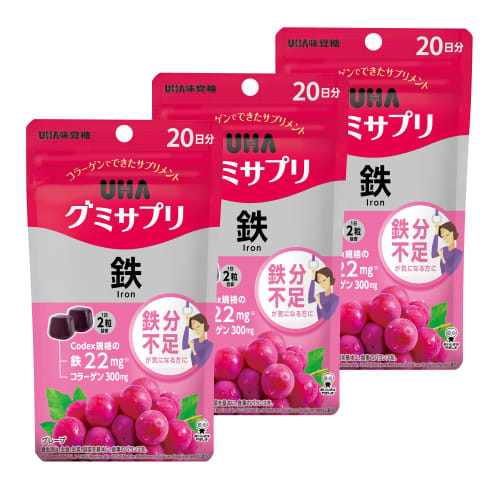 

UHA Gummy Supplements [Bulk Purchase] Gummy Supplements Iron, 20-Day Supply (40 Capsules), Grape Flavor, 3-Pack (60-Day Supply)