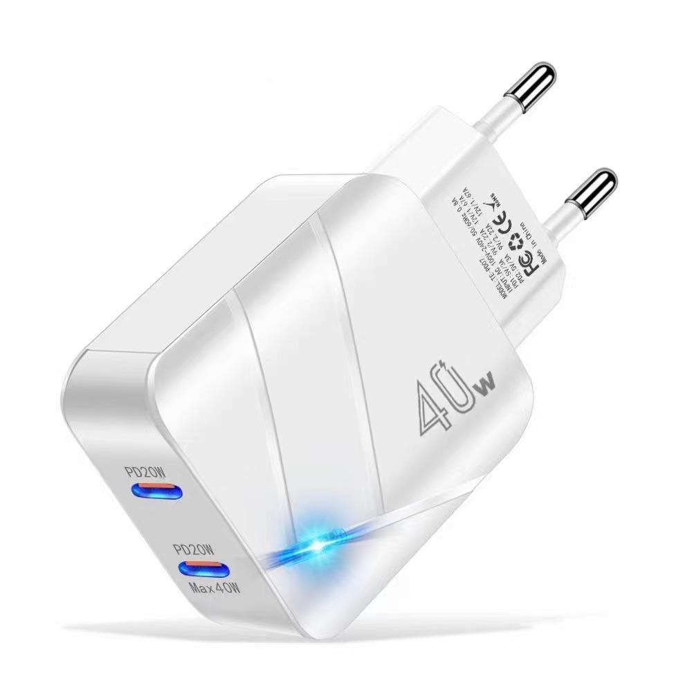 Dual PD 40W Super Fast Charger Head EU/US Standard Smartphone Adapter