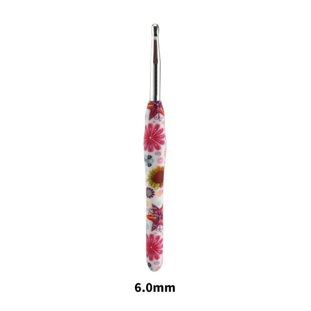 Sunflower Printed Handle Knitting Needles Fine Hook Head Doll Weaving Hooks For Doll Weaving