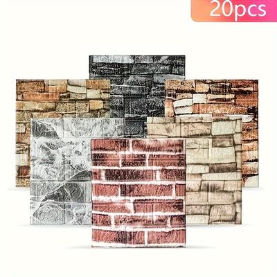 15/20ks 3D pěnová cihla Měkká tapeta Samolepka na zeď Nástěnný panel Slupovací lepidlo Vinyl Vodotěsný Odolný proti plísním Pokoj Domácí Obývací pokoj Koupelna Kuchyně
