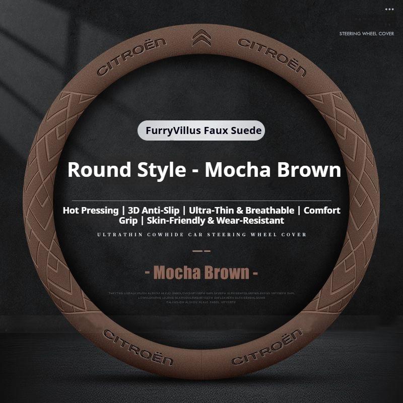 YKGBU1 Breathable suede Steering Wheel Cover For Citroen C1 C2 C3 C4 C5 C6 C4L Berlingo Picasso Aircross Sega Ely See Auto Accessories