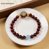 Red Sandalwood & Boxwood Openwork Plum Blossom Bracelet, Retro Chinese Style for Men & Women.
