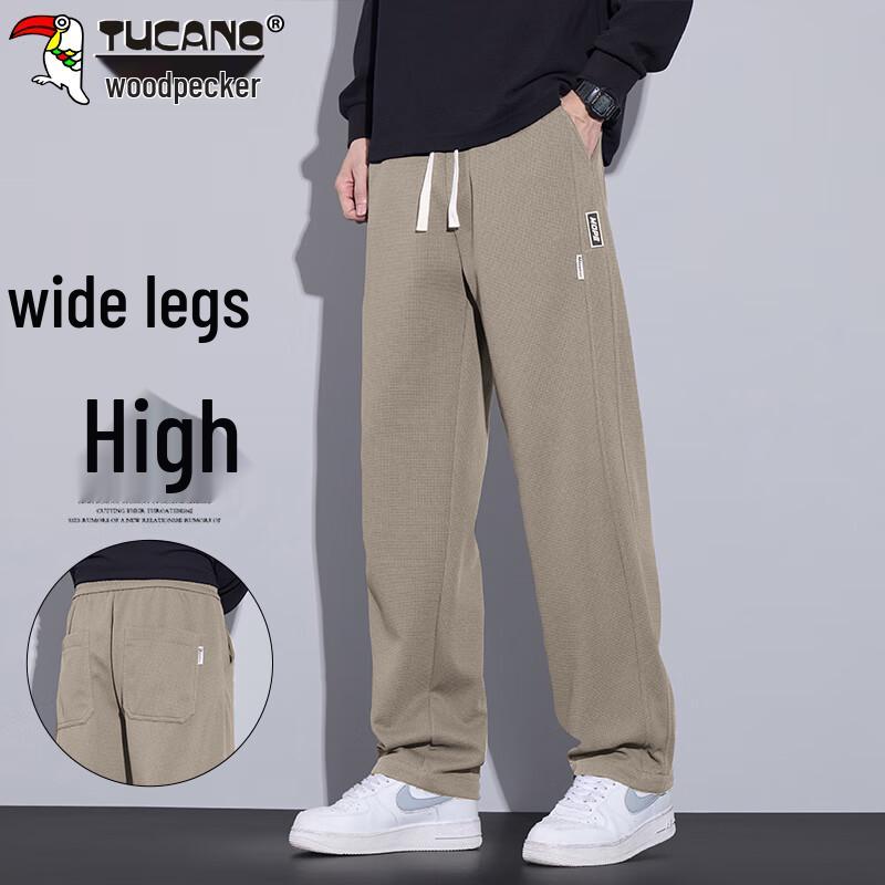 TUCANO Men's Waffle Knit Loose Straight-Leg Casual Sweatpants