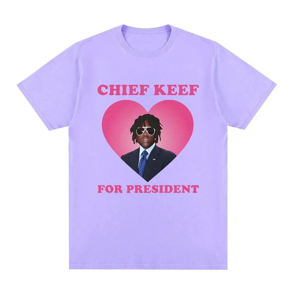 

Футболка с надписью «Rapper Chief Keef for President», мужская модная повседневная футболка с коротким рукавом, эстетичные винтажные футболки большого размера S чёрный