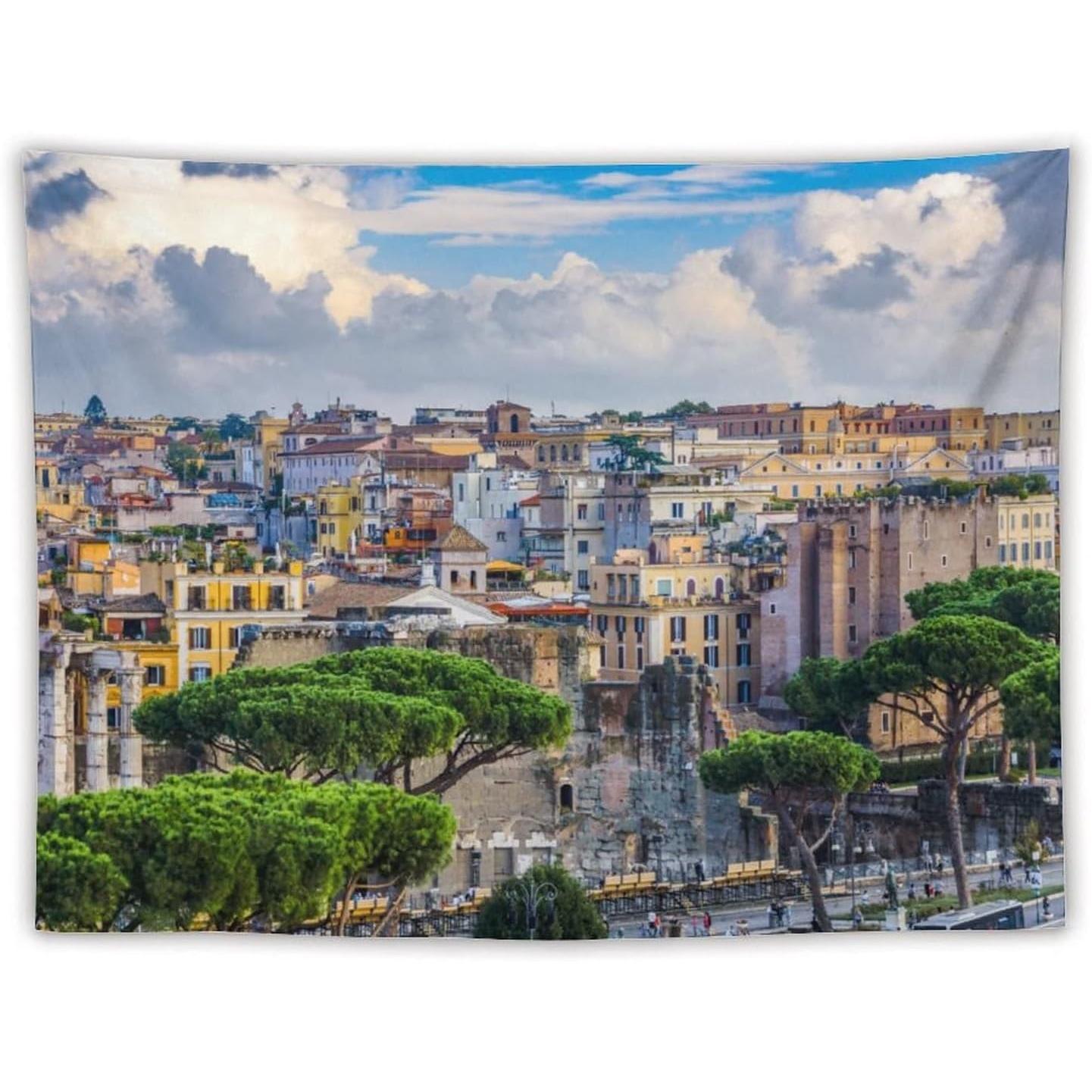 Tapestry landscape Rome houses Italy city 75x100