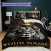 Custom Name Royal Lion Majesty Bedding,Quilt Set Quilt Cover Pillowcase Home Birthday Gift(1 * Duvet Cover + 2 * Pillowcase, Without Core)_lx