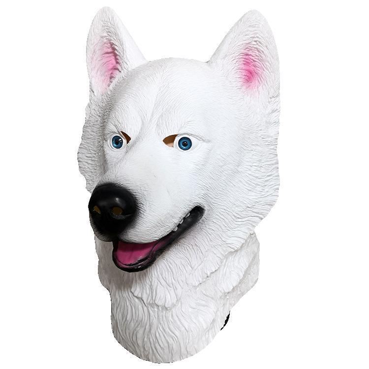 Halloween Animal Snow Leopard Dog Latex Mask White Husky Dog Head Mask