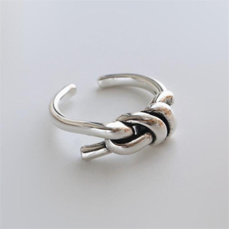 

New Fashion Butterfly Knot Simple 925 Sterling Silver Jewelry Retro Thai Silver Simple Opening Rings TYB475 серебряный