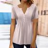 Vintage Gradient Print Women's Casual Shirt Blouse Short Sleeve Button Top Pullover Basic