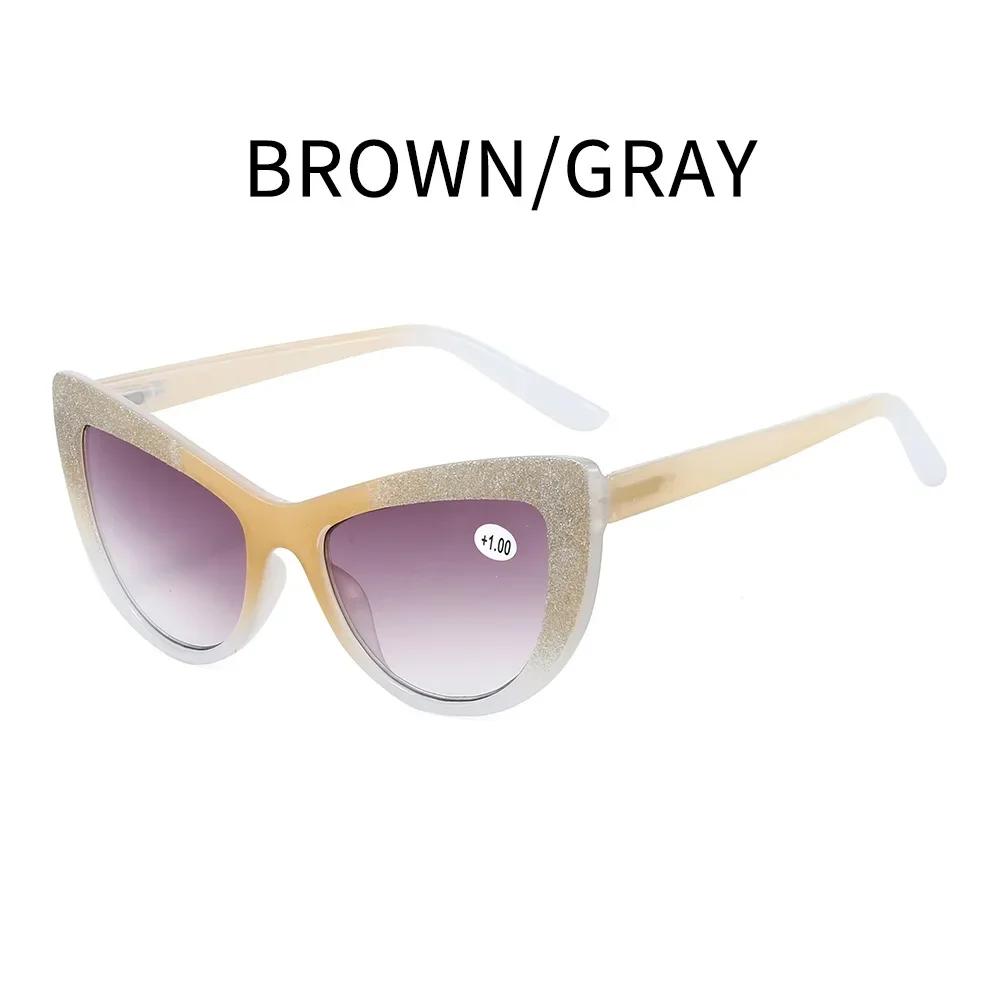 Módní nové kočičí brýle na čtení Luxusní sluneční brýle Módní a jedinečné Brýle s vysokým rozlišením na dalekozrakost To+3.5+4.0