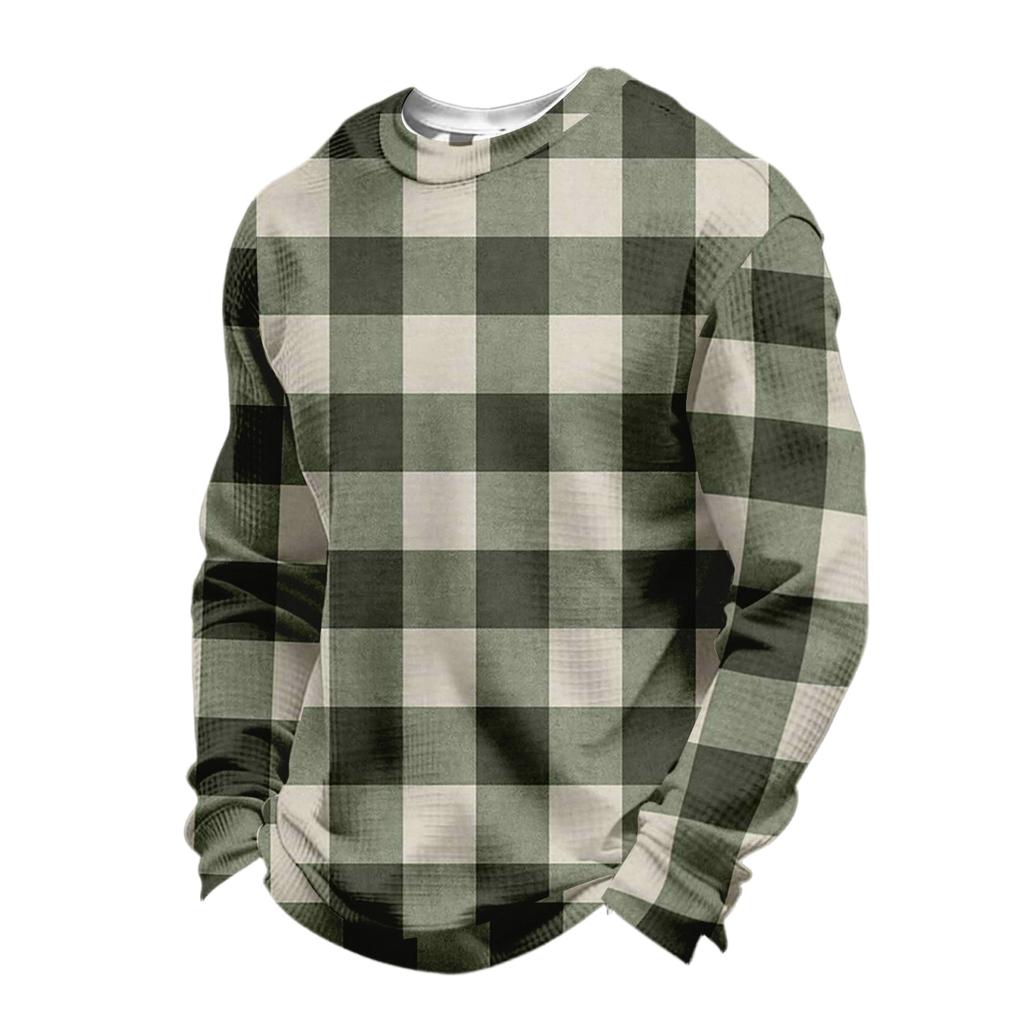 Herr Casual Långärmad Topp med Digitaltryck, Herr Rundhalsad Långärmad Topp