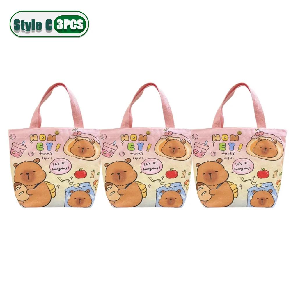 1-10PCS Large Capacity Kapybara Canvas Tote Bag Cute Bento Bag Commuter Bag Holiday Gift Bag Portable Bag Children's Gift Bags