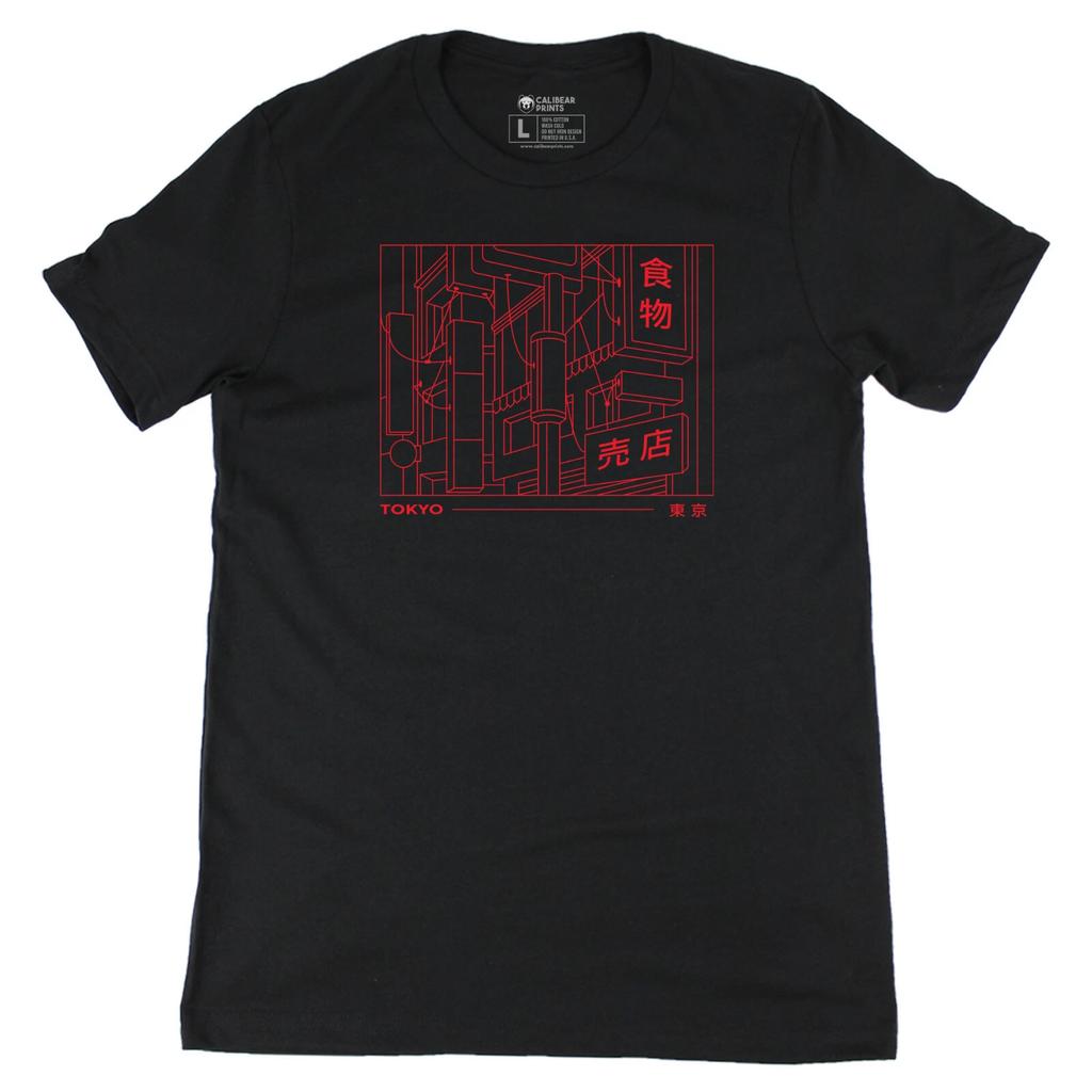 TOKYO JAPAN Street Line Minimal Graphic Art Novelty Tee Fine Black T shirt