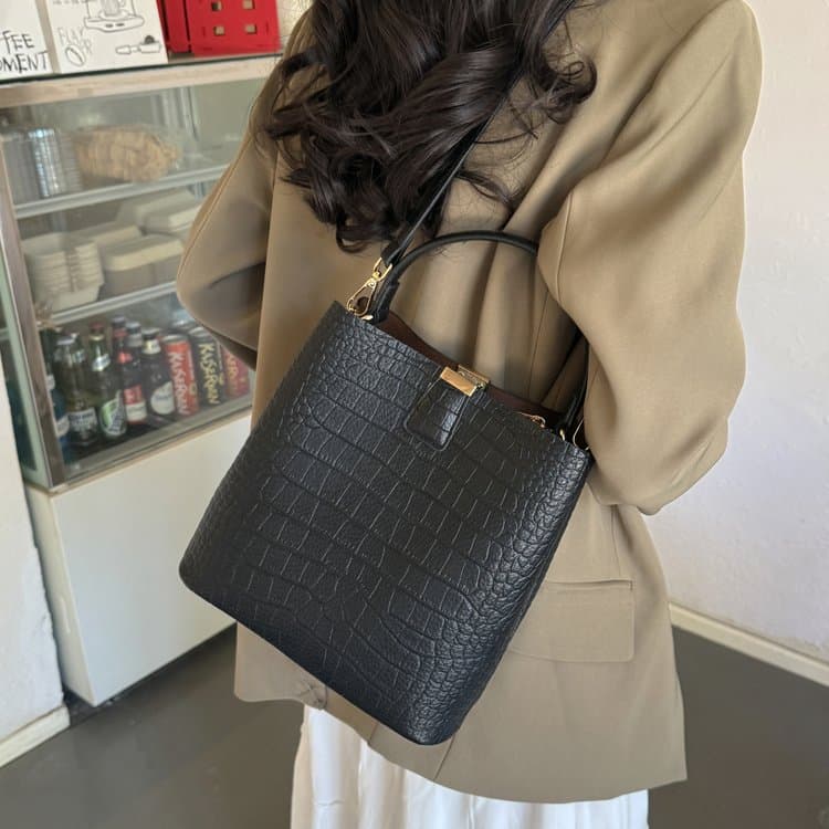 Vintage handheld bucket bag with single-shoulder crossbody women's bag