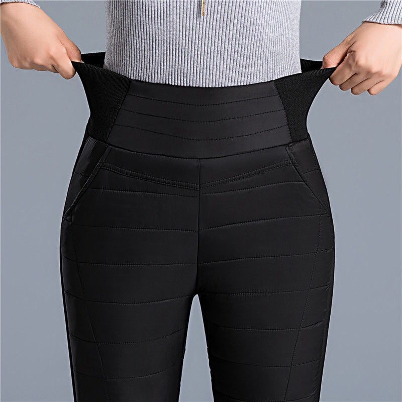 Down Cotton Trousers for Women High-waisted Slim Korean Thickened Winter Warm Cotton Pant