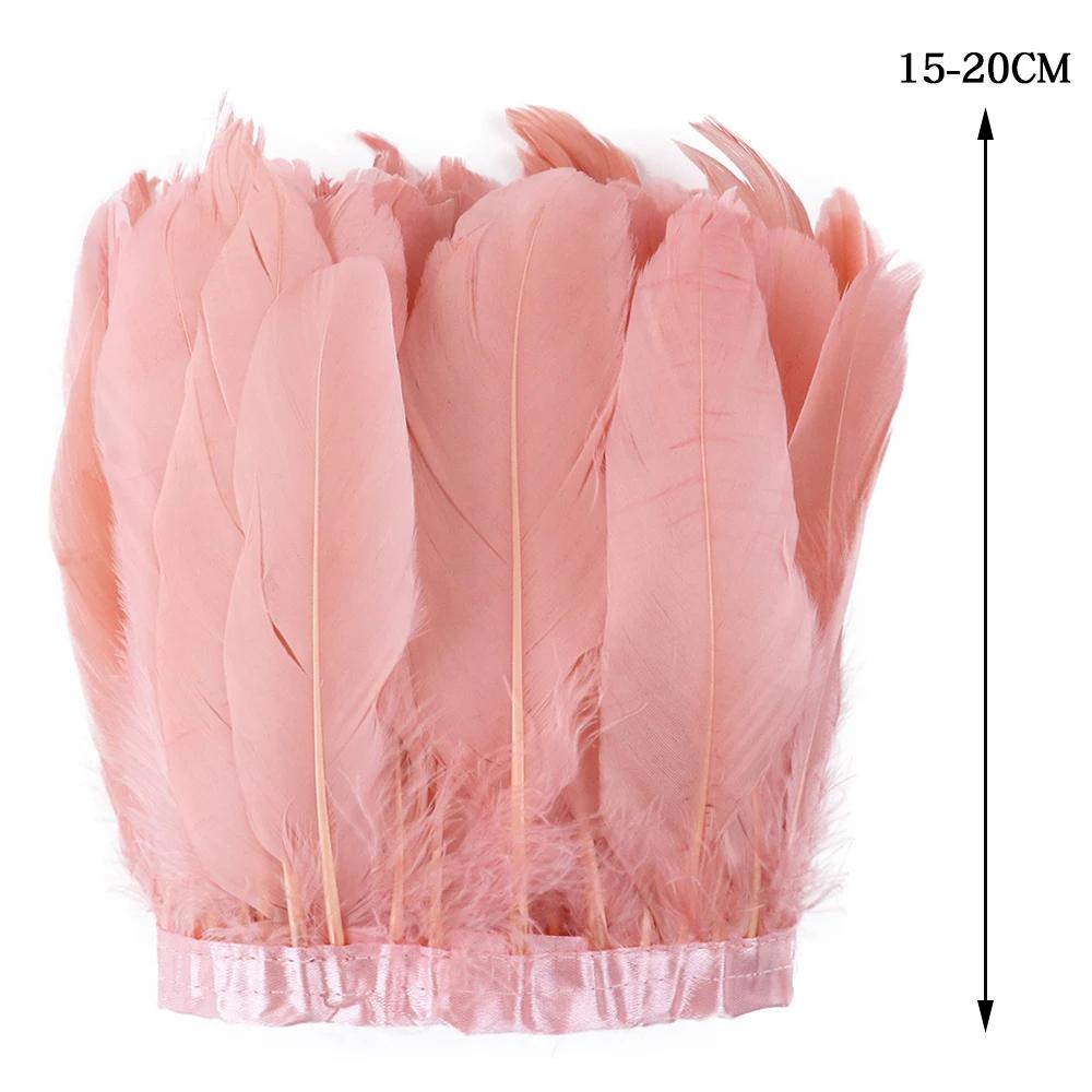 1 Meter Rosa Gänsefedern Besatz 15-20 cm Für Hochzeitskleid Dekoration Nähhandwerk Federlampenmaterial Federband