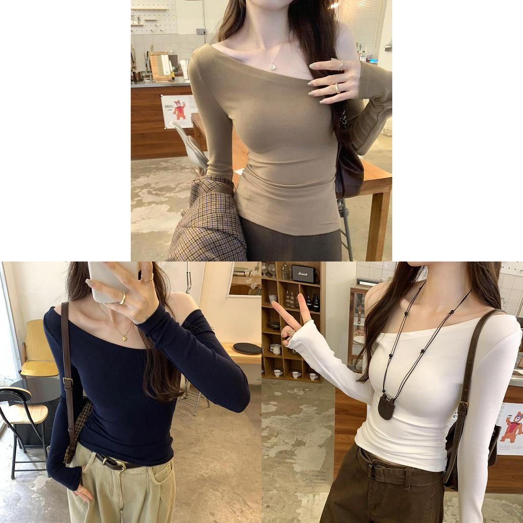 Stilvolles Strick-T-Shirt mit asymmetrischem Ausschnitt für Büro und Alltag