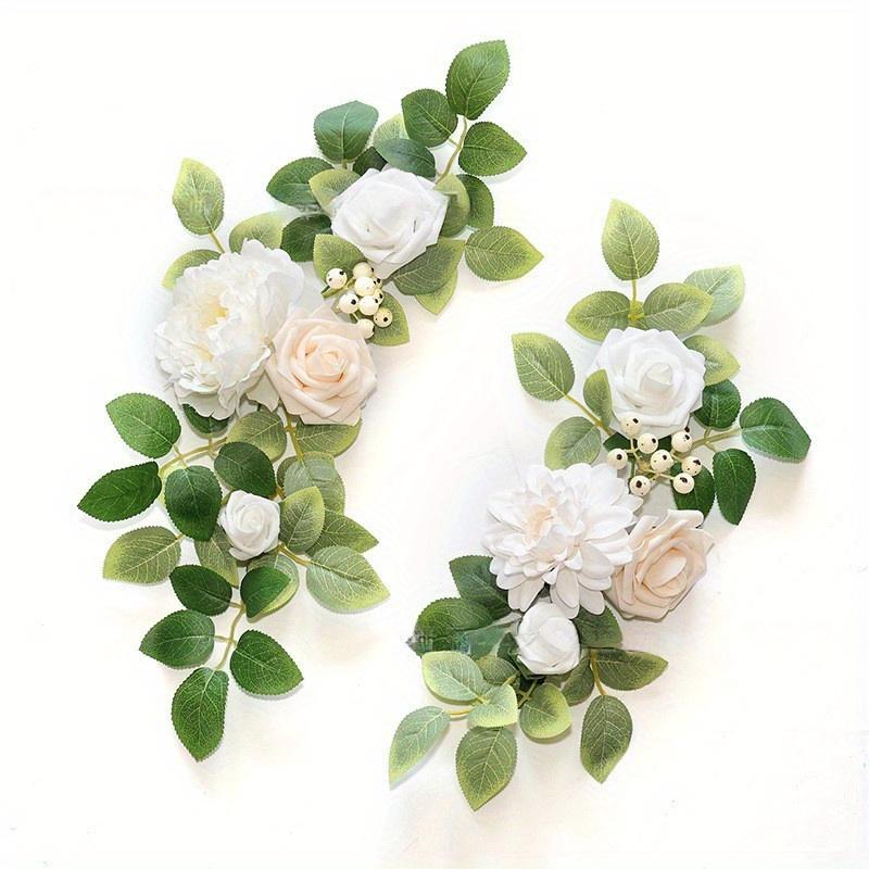2Pcs Simulation Wedding Welcome Door Lintel Flower for Outdoor Wedding Ceremony Reception Entrance Party Banquet Easel Wall Decoration