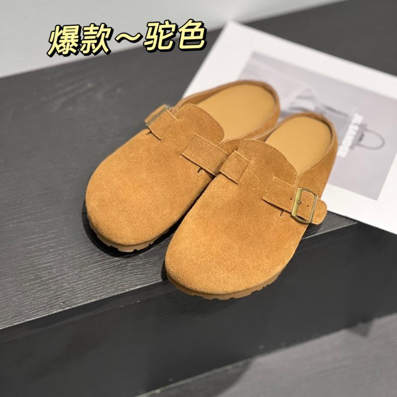 Retro baotou half-drag women wear autumn new comfortable lazy shoes thick-soled inner height-increasing slippers