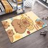Cute Bear Pattern Carpet with Inspirational Text "Keep Happy", Beige Background Suitable for Use As an Anti-slip for Living Room Bedroom Sofas