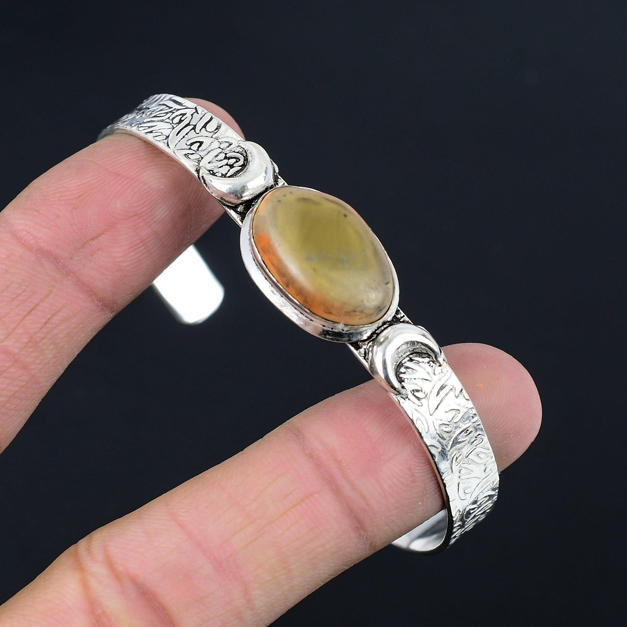 

Natural Imperial Jasper Gemstone Bangle Crescent Moon Adjustable 925 Silver Adjustable