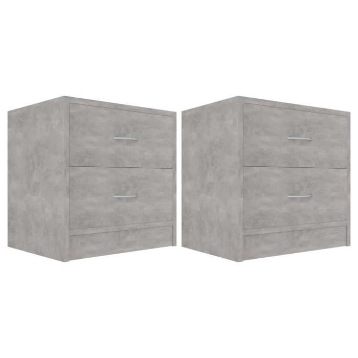 VidaXL Tables de chevet 2 pcs Gris béton 40 x 30 x 40 cm Aggloméré